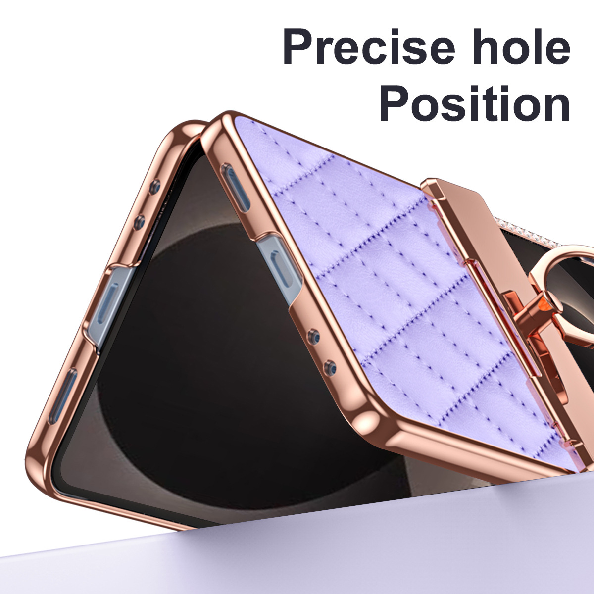 Compatible with Samsung Z Flip8 phone case, Flip7 rhinestone mini ring holder case, screen protector, full coverage protective case