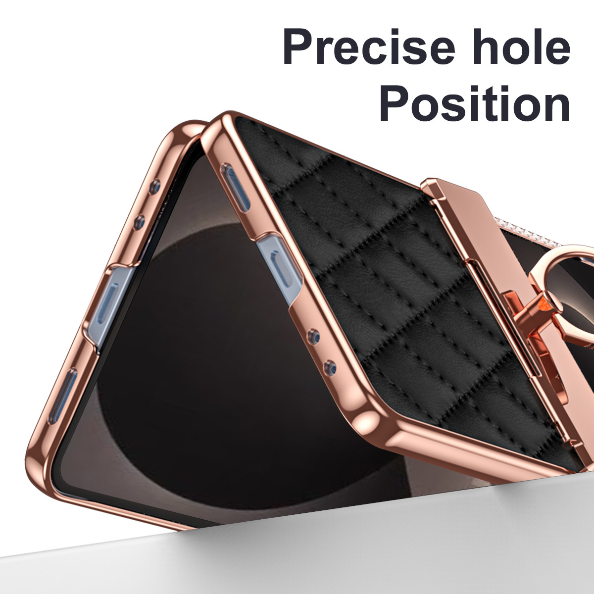 Compatible with Samsung Z Flip8 phone case, Flip7 rhinestone mini ring holder case, screen protector, full coverage protective case