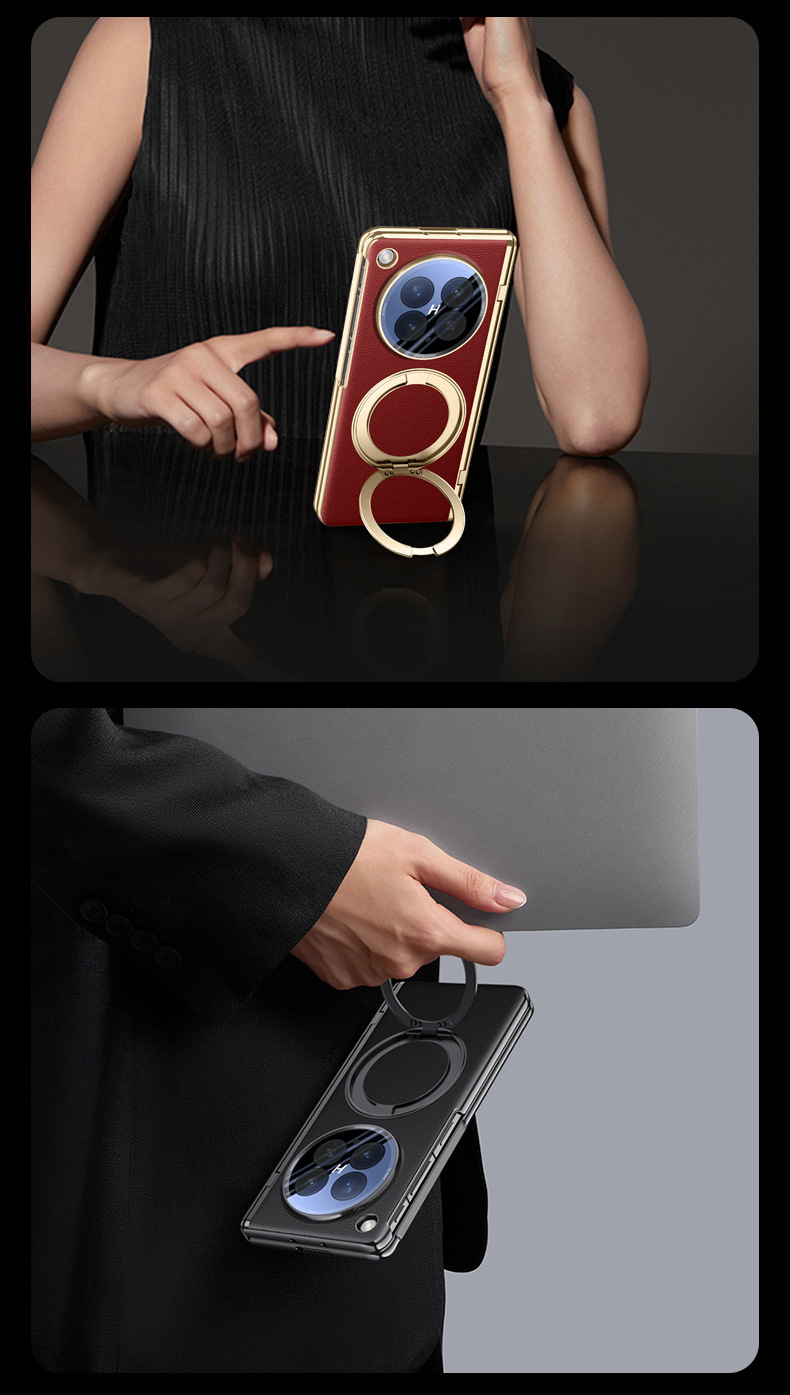 Compatible with OPPO Find N6 phone case, magnetic charging, 360° rotating stand, electroplated leather case, film, hinge, full coverage.