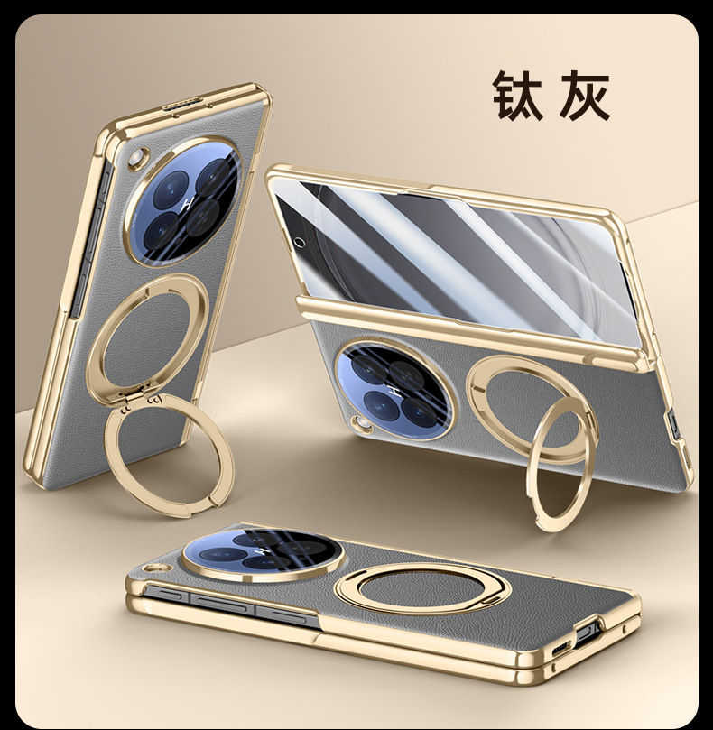 Compatible with OPPO Find N6 phone case, magnetic charging, 360° rotating stand, electroplated leather case, film, hinge, full coverage.