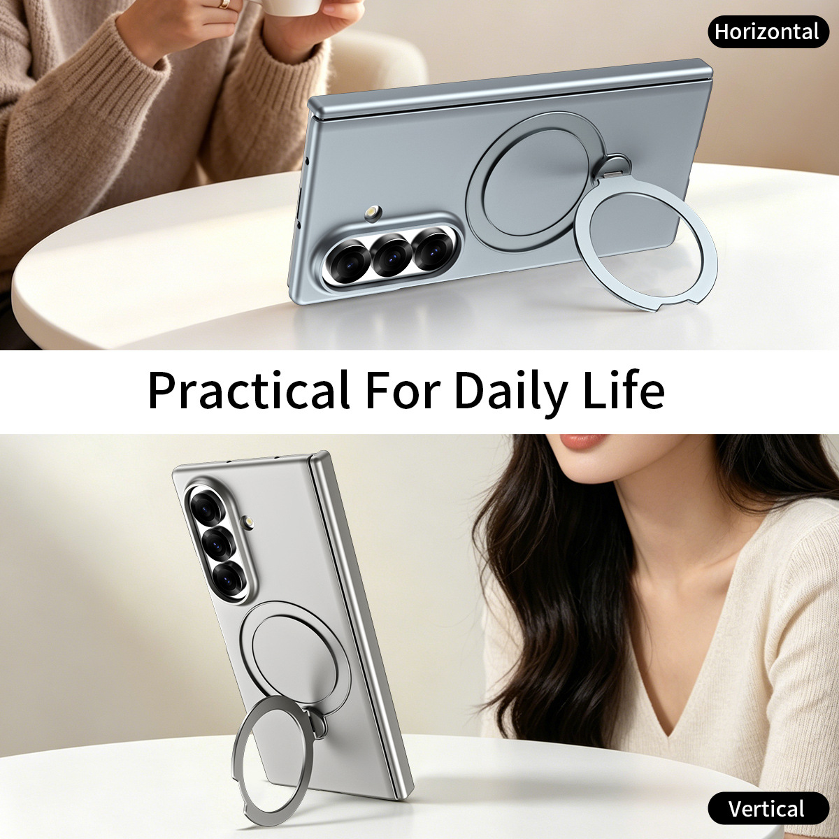Compatible with Samsung Z Fold8/7 phone case 6/5/4, wireless charging, magnetic 360° stand, full-coverage protective case for central axis.