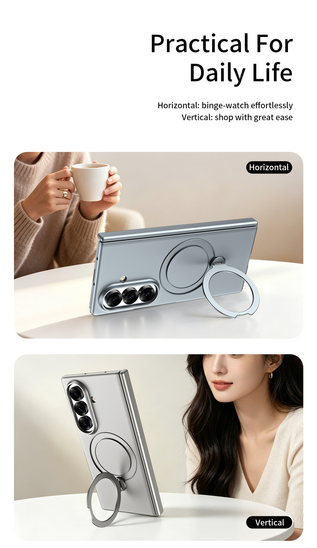Compatible with Samsung Z Fold8/7 phone case 6/5/4, wireless charging, magnetic 360° stand, full-coverage protective case for central axis.