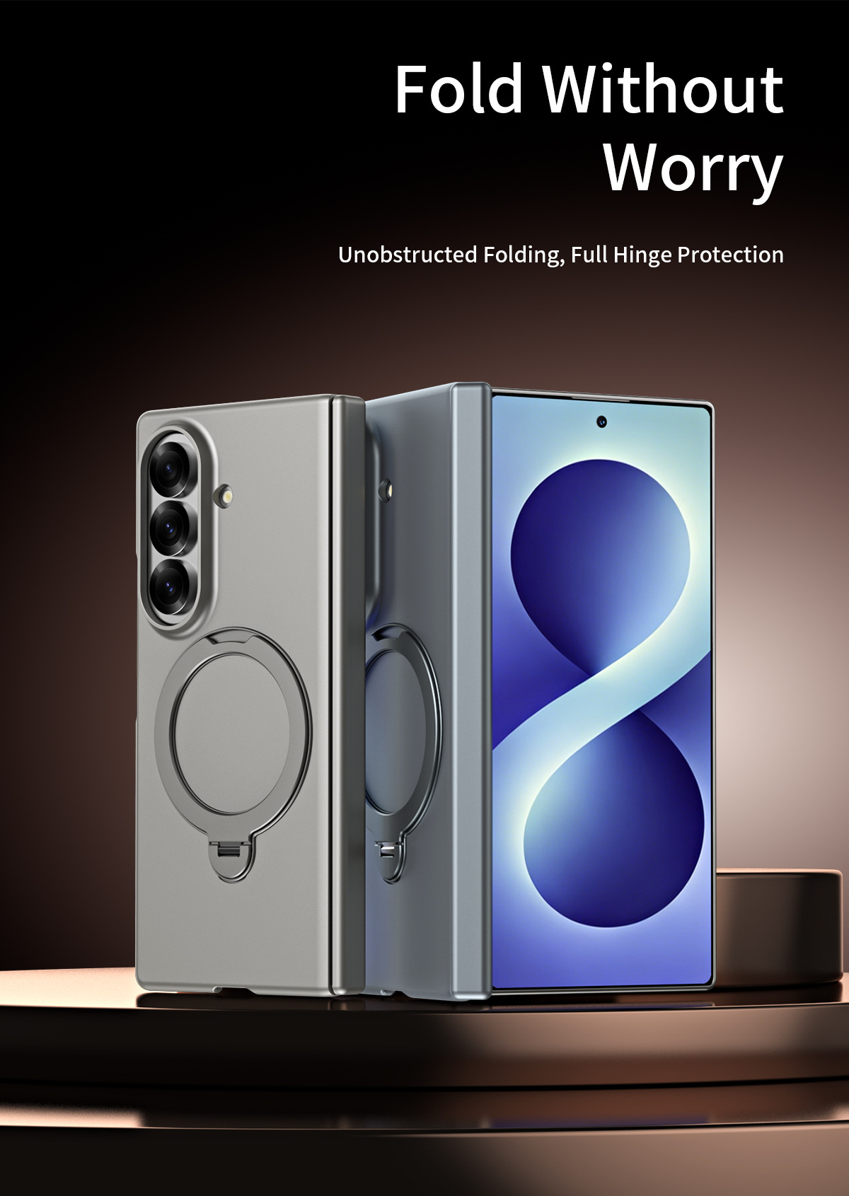Compatible with Samsung Z Fold8/7 phone case 6/5/4, wireless charging, magnetic 360° stand, full-coverage protective case for central axis.