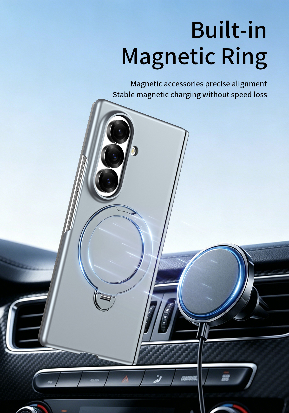 Compatible with Samsung Z Fold8/7 phone case 6/5/4, wireless charging, magnetic 360° stand, full-coverage protective case for central axis.