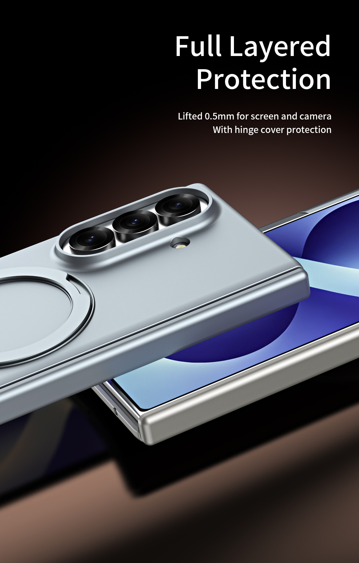 Compatible with Samsung Z Fold8/7 phone case 6/5/4, wireless charging, magnetic 360° stand, full-coverage protective case for central axis.