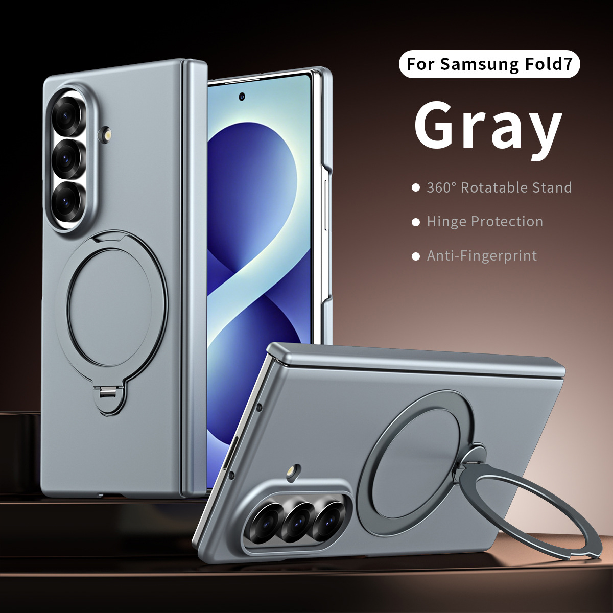 Compatible with Samsung Z Fold8/7 phone case 6/5/4, wireless charging, magnetic 360° stand, full-coverage protective case for central axis.