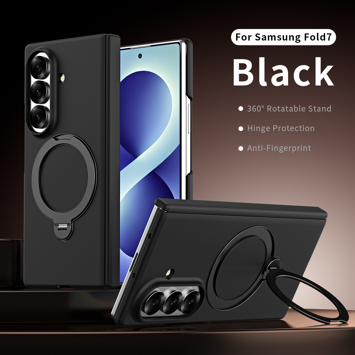 Compatible with Samsung Z Fold8/7 phone case 6/5/4, wireless charging, magnetic 360° stand, full-coverage protective case for central axis.