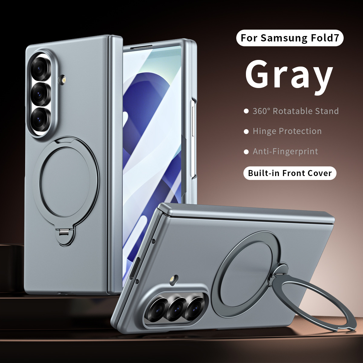 Compatible with Samsung Z Fold8/7 phone case 6/5/4, wireless charging, magnetic 360° stand, full-coverage protective case for central axis.