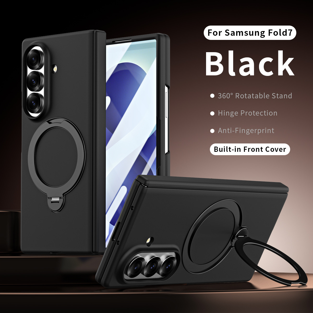 Compatible with Samsung Z Fold8/7 phone case 6/5/4, wireless charging, magnetic 360° stand, full-coverage protective case for central axis.