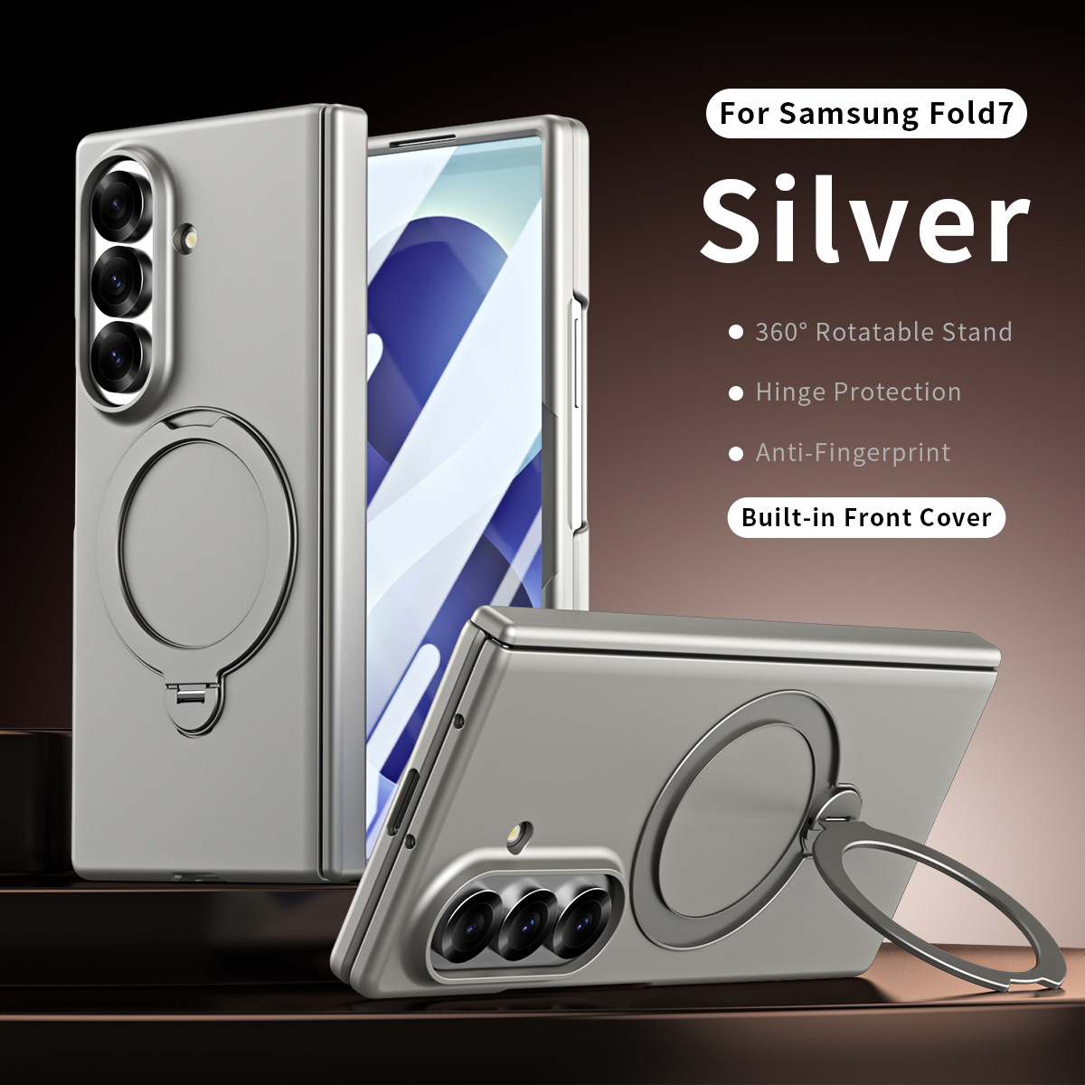 Compatible with Samsung Z Fold8/7 phone case 6/5/4, wireless charging, magnetic 360° stand, full-coverage protective case for central axis.
