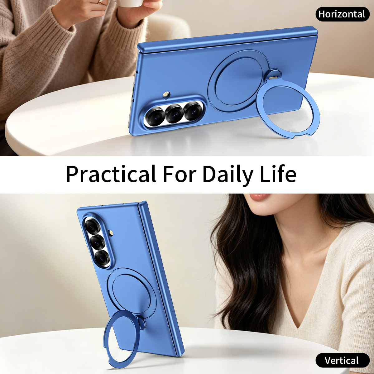 Compatible with Samsung Z Fold8/7 phone case 6/5/4, wireless charging, magnetic 360° stand, full-coverage protective case for central axis.