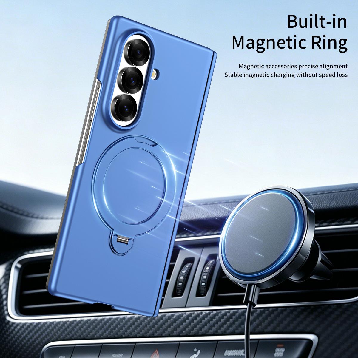 Compatible with Samsung Z Fold8/7 phone case 6/5/4, wireless charging, magnetic 360° stand, full-coverage protective case for central axis.