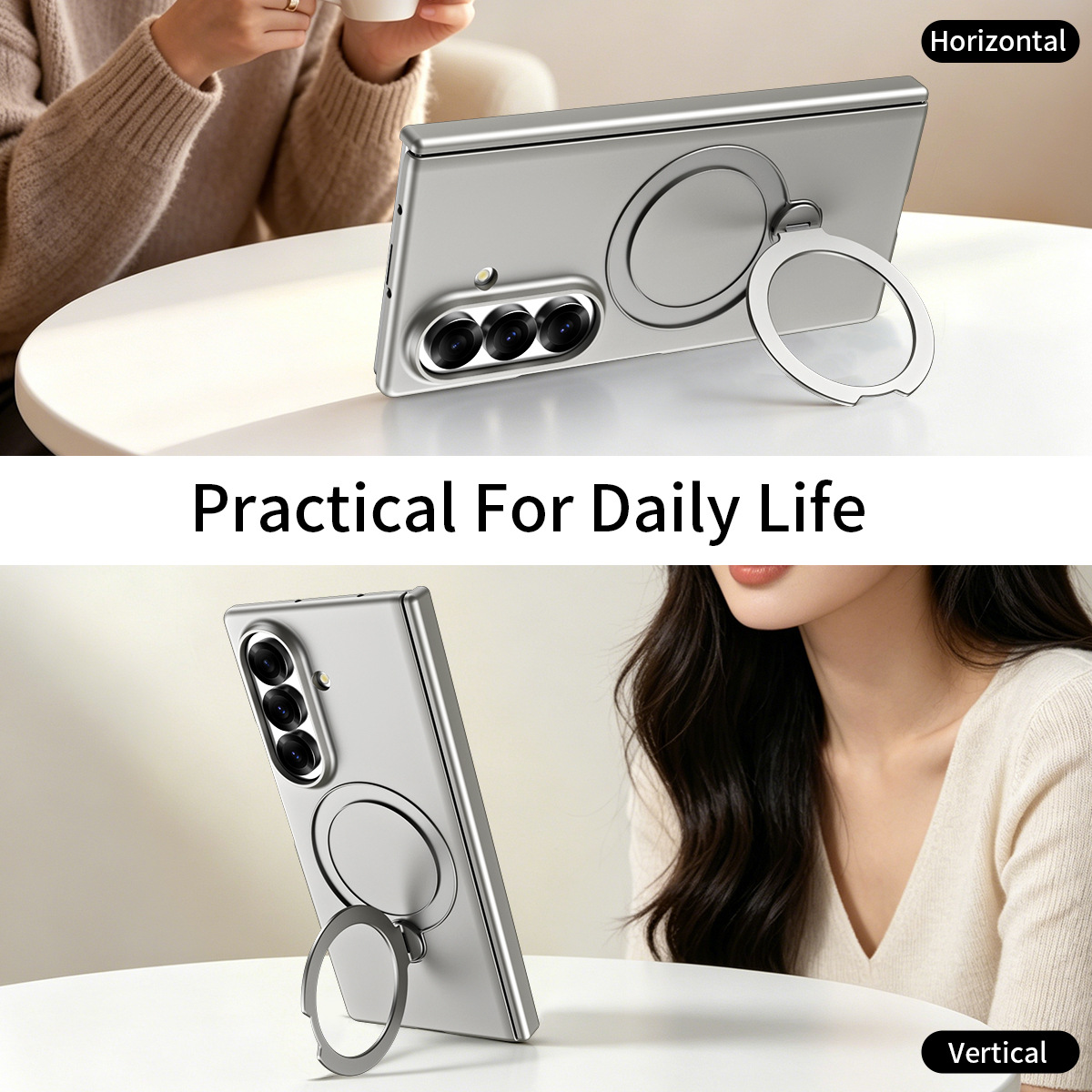 Compatible with Samsung Z Fold8/7 phone case 6/5/4, wireless charging, magnetic 360° stand, full-coverage protective case for central axis.