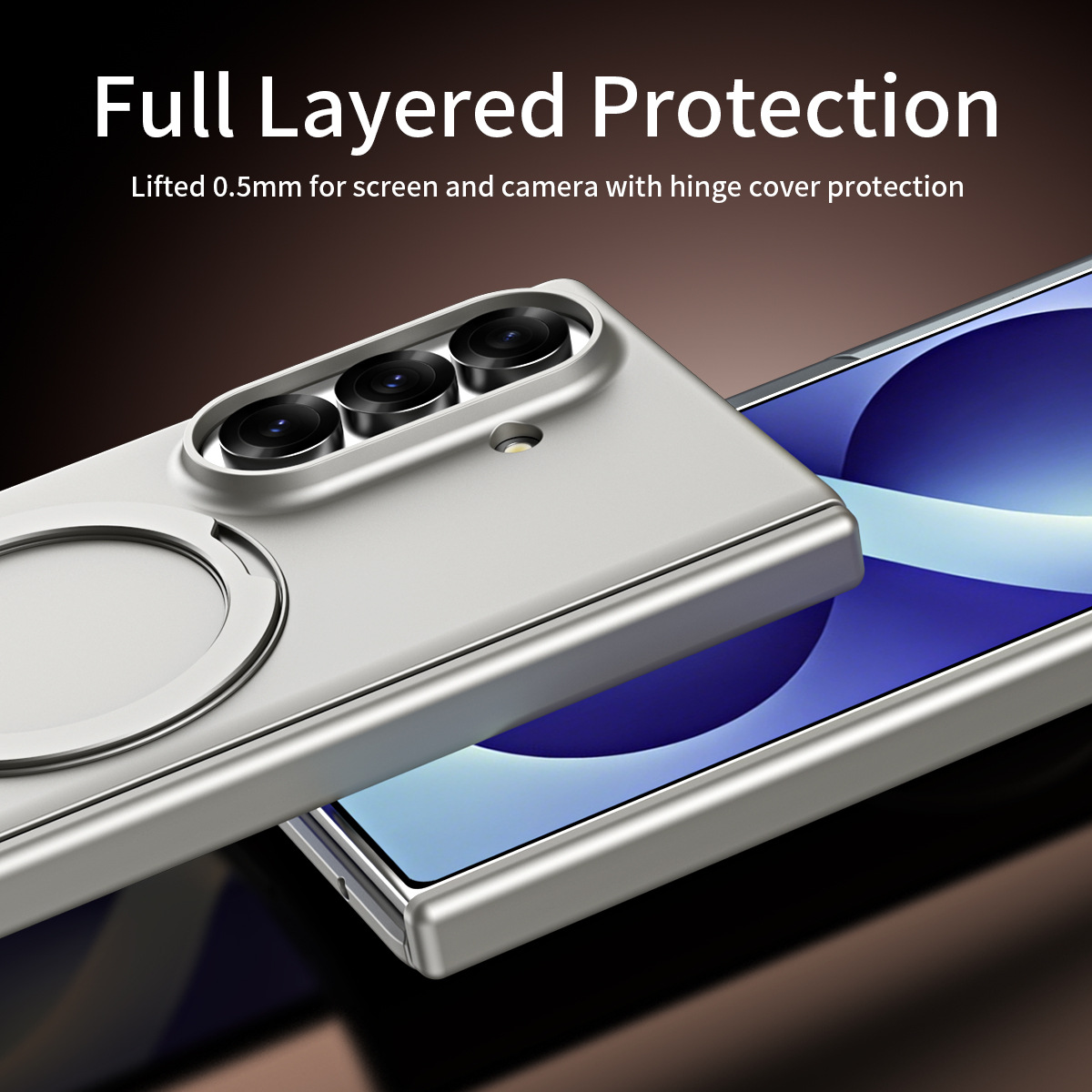 Compatible with Samsung Z Fold8/7 phone case 6/5/4, wireless charging, magnetic 360° stand, full-coverage protective case for central axis.