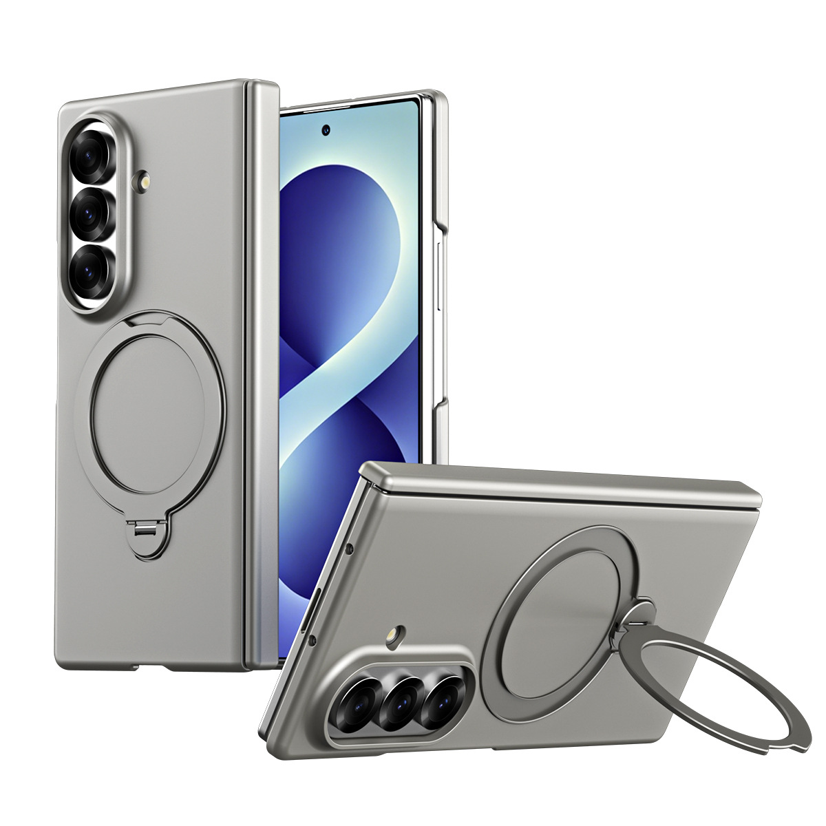 Compatible with Samsung Z Fold8/7 phone case 6/5/4, wireless charging, magnetic 360° stand, full-coverage protective case for central axis.