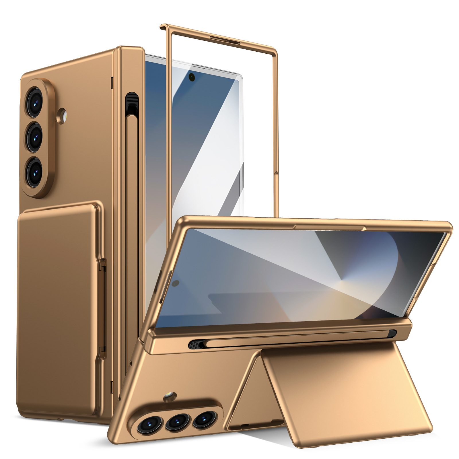 Compatible with Samsung Z Fold8U phone case 7/6/5 card holder stand pen slot hinge 4/3 case film full coverage protective case