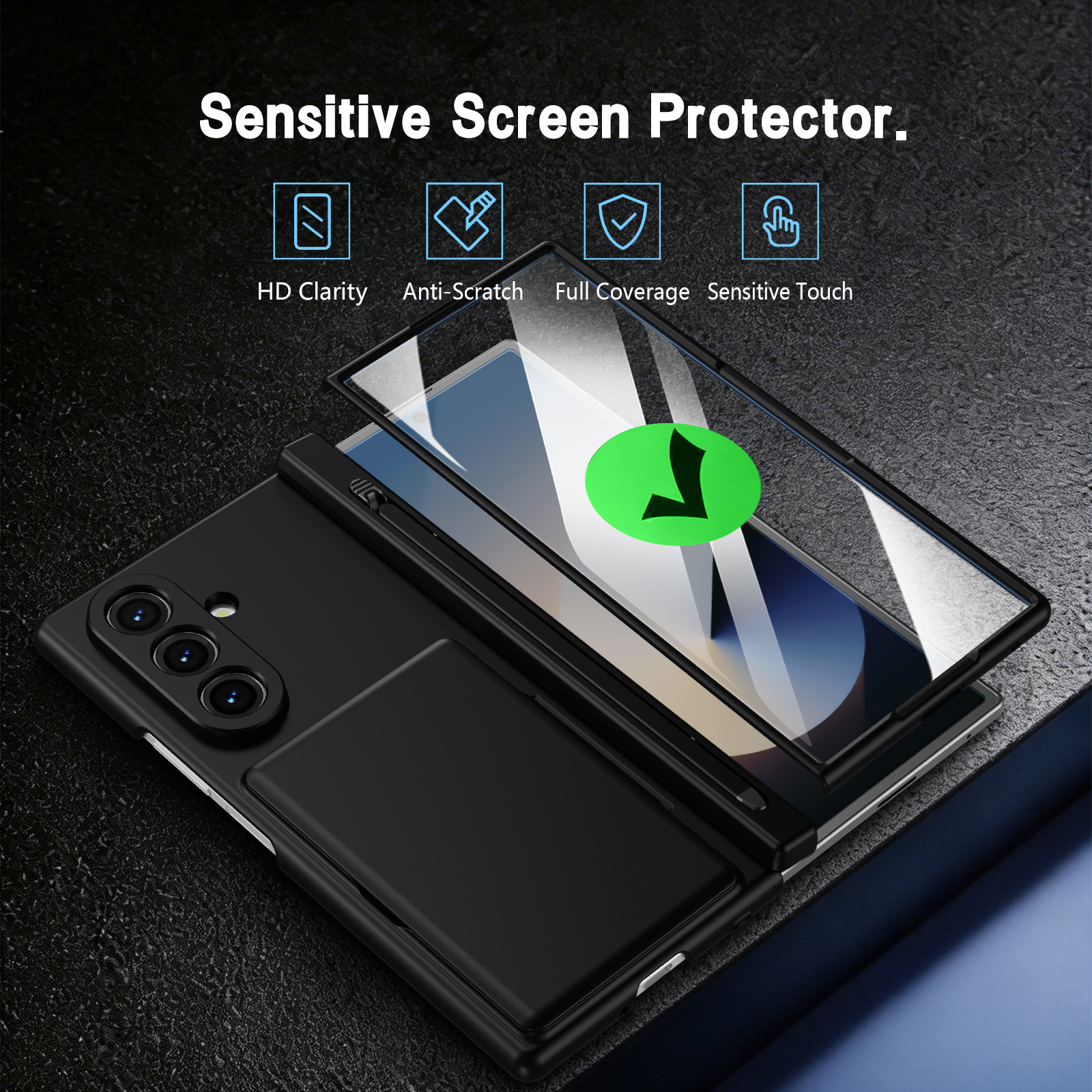 Compatible with Samsung Z Fold8U phone case 7/6/5 card holder stand pen slot hinge 4/3 case film full coverage protective case