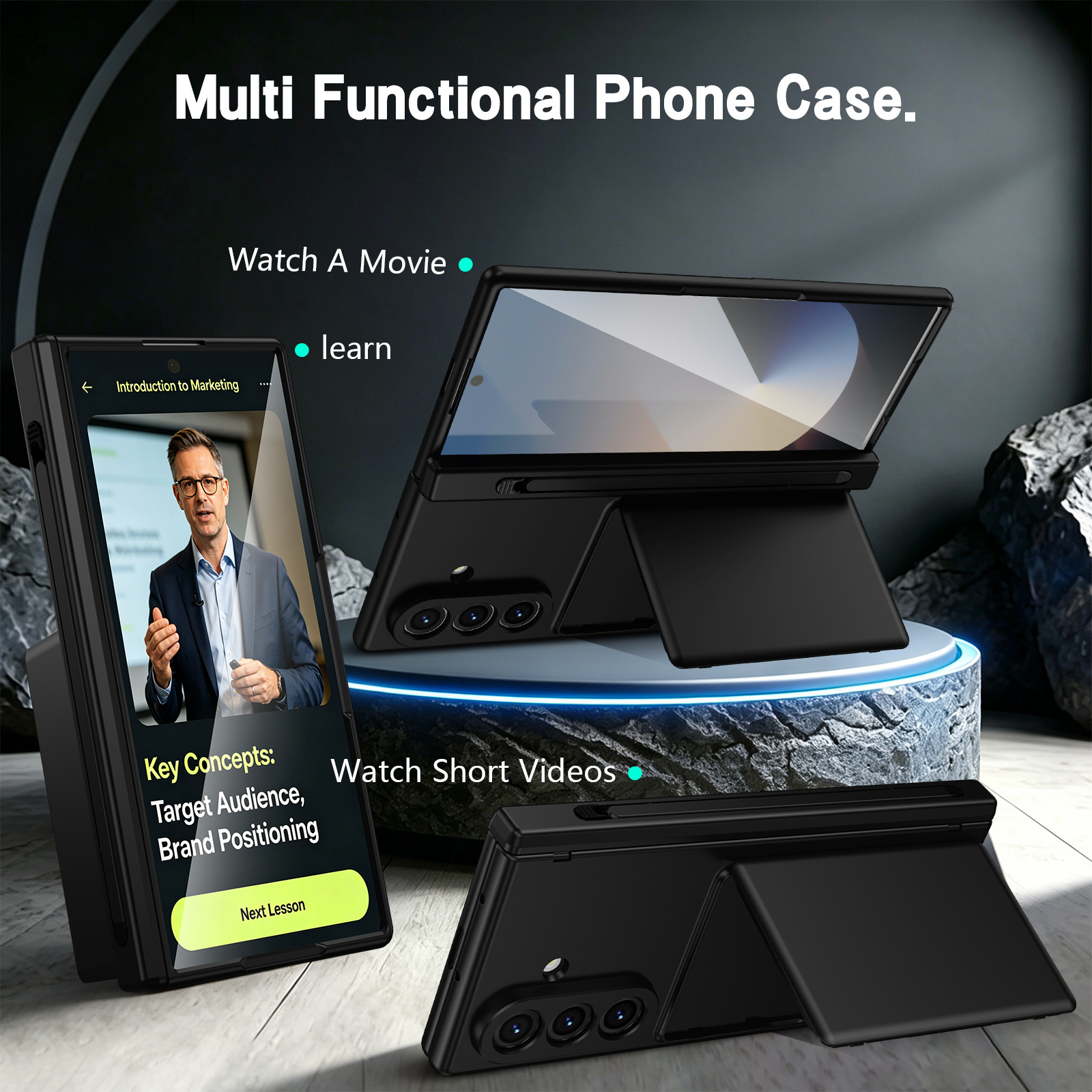 Compatible with Samsung Z Fold8U phone case 7/6/5 card holder stand pen slot hinge 4/3 case film full coverage protective case