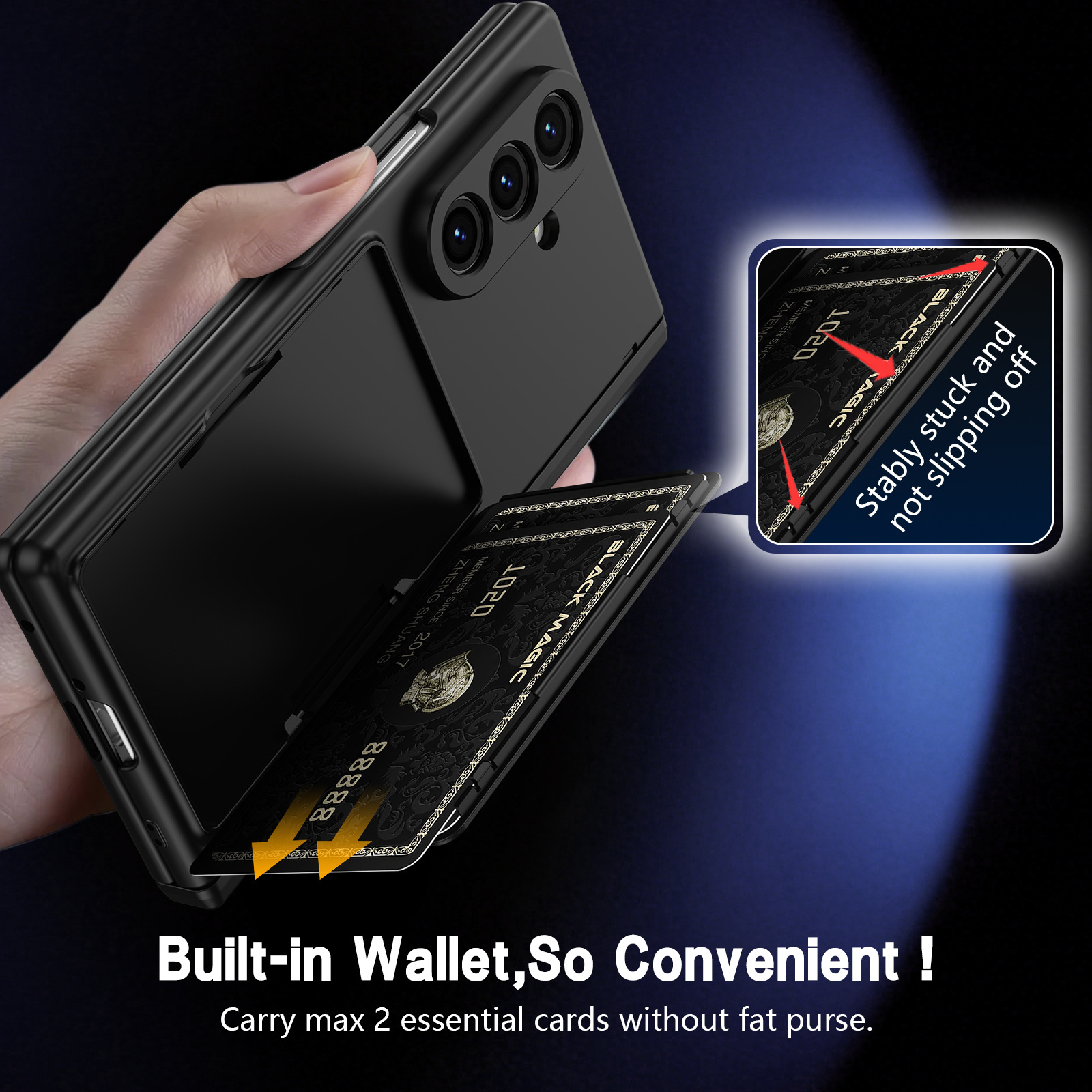 Compatible with Samsung Z Fold8U phone case 7/6/5 card holder stand pen slot hinge 4/3 case film full coverage protective case