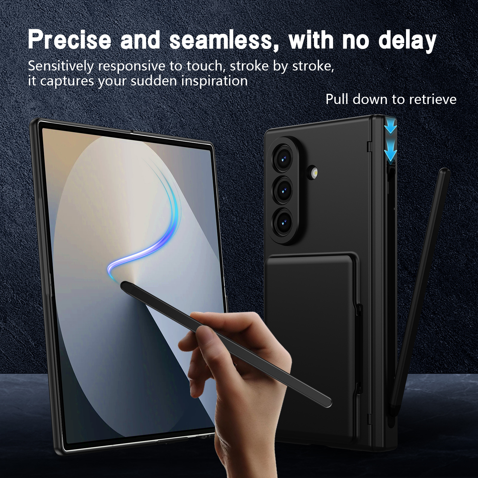 Compatible with Samsung Z Fold8U phone case 7/6/5 card holder stand pen slot hinge 4/3 case film full coverage protective case
