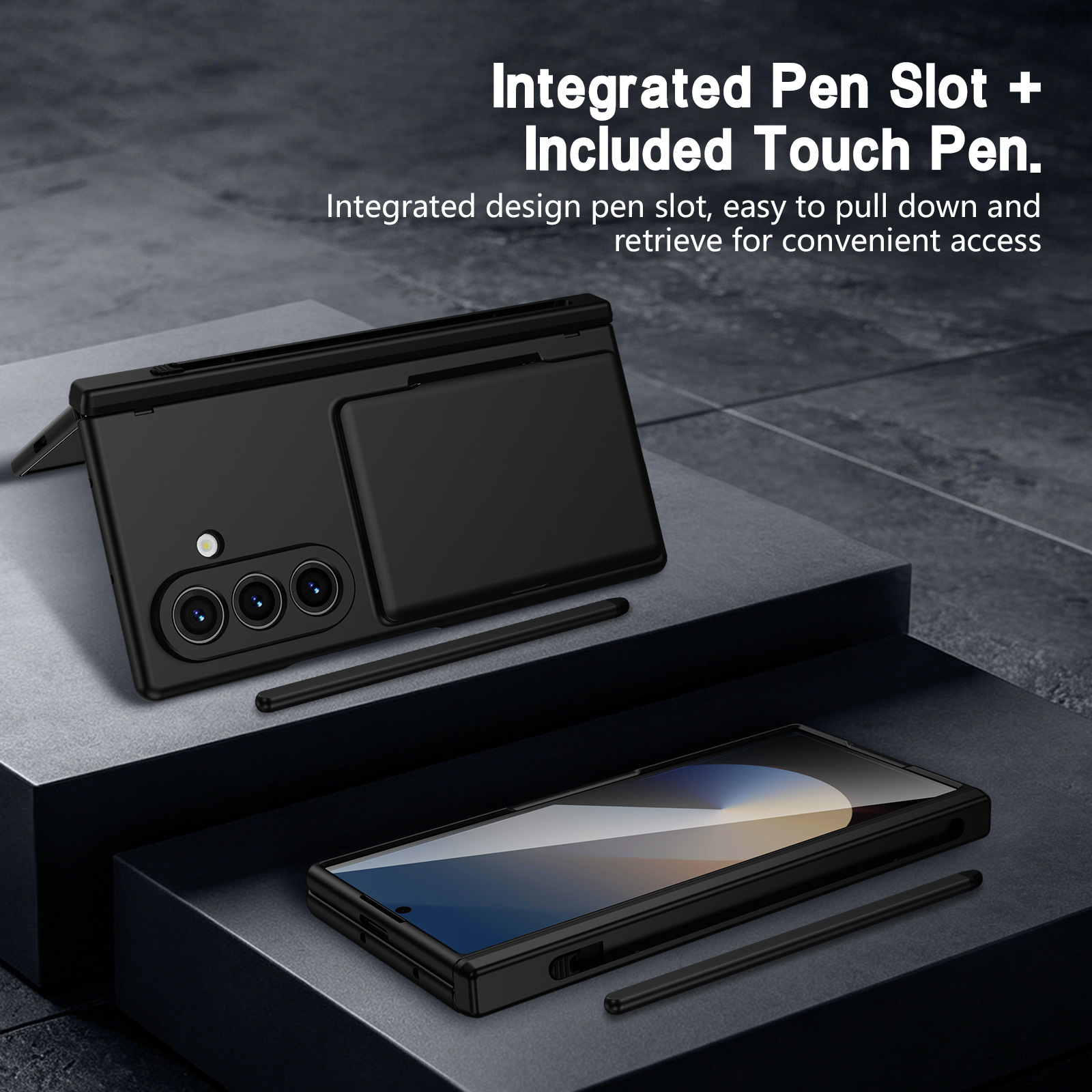 Compatible with Samsung Z Fold8U phone case 7/6/5 card holder stand pen slot hinge 4/3 case film full coverage protective case