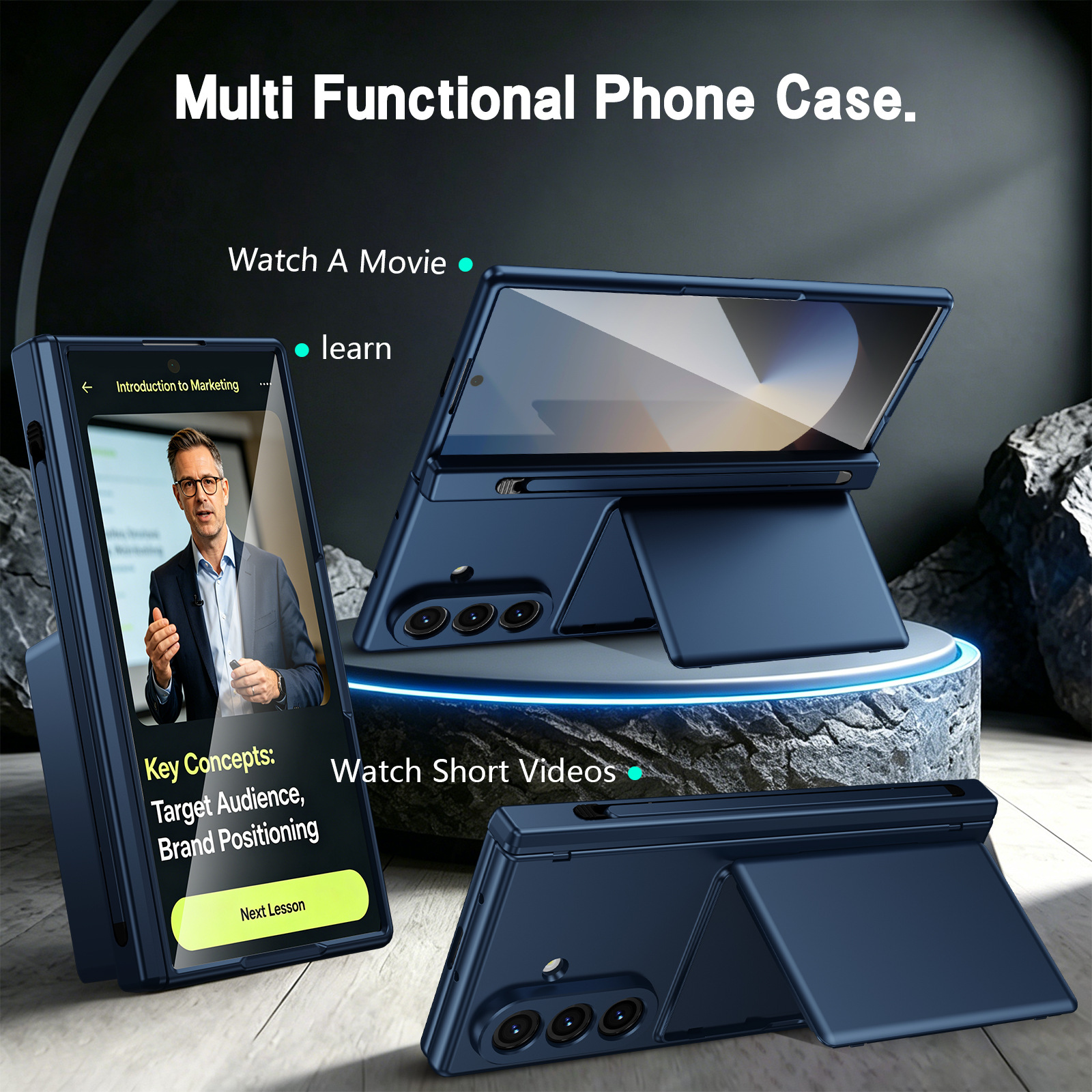 Compatible with Samsung Z Fold8U phone case 7/6/5 card holder stand pen slot hinge 4/3 case film full coverage protective case