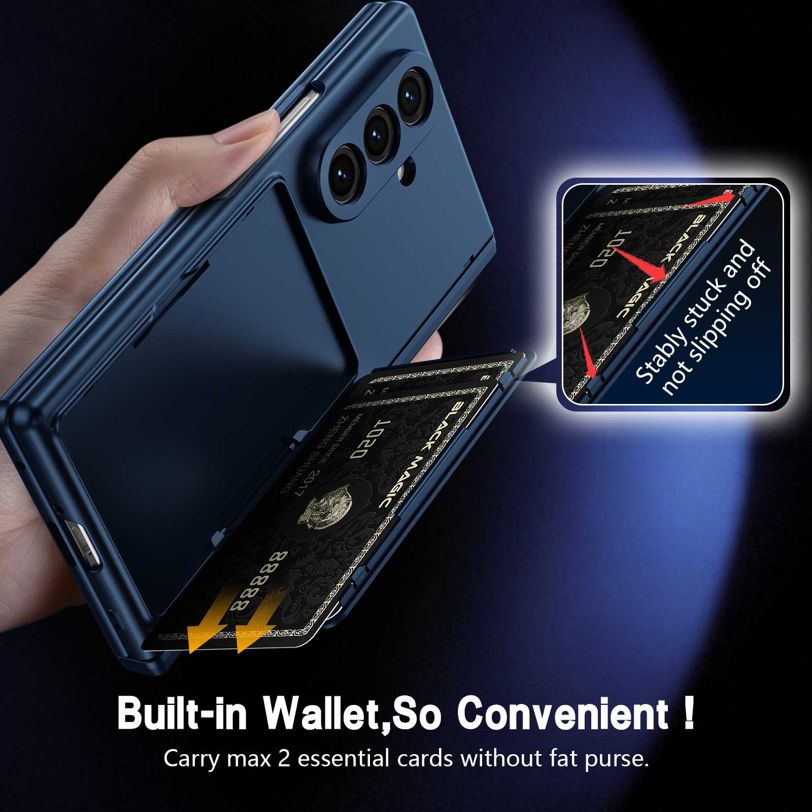 Compatible with Samsung Z Fold8U phone case 7/6/5 card holder stand pen slot hinge 4/3 case film full coverage protective case