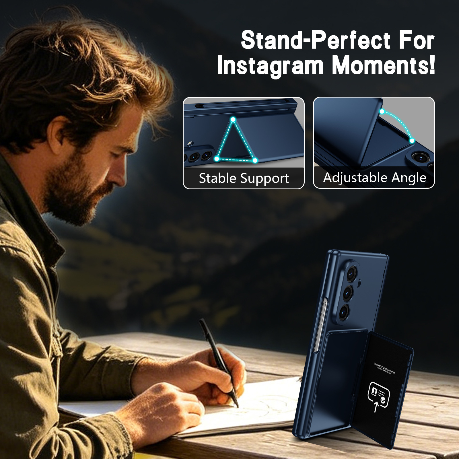 Compatible with Samsung Z Fold8U phone case 7/6/5 card holder stand pen slot hinge 4/3 case film full coverage protective case