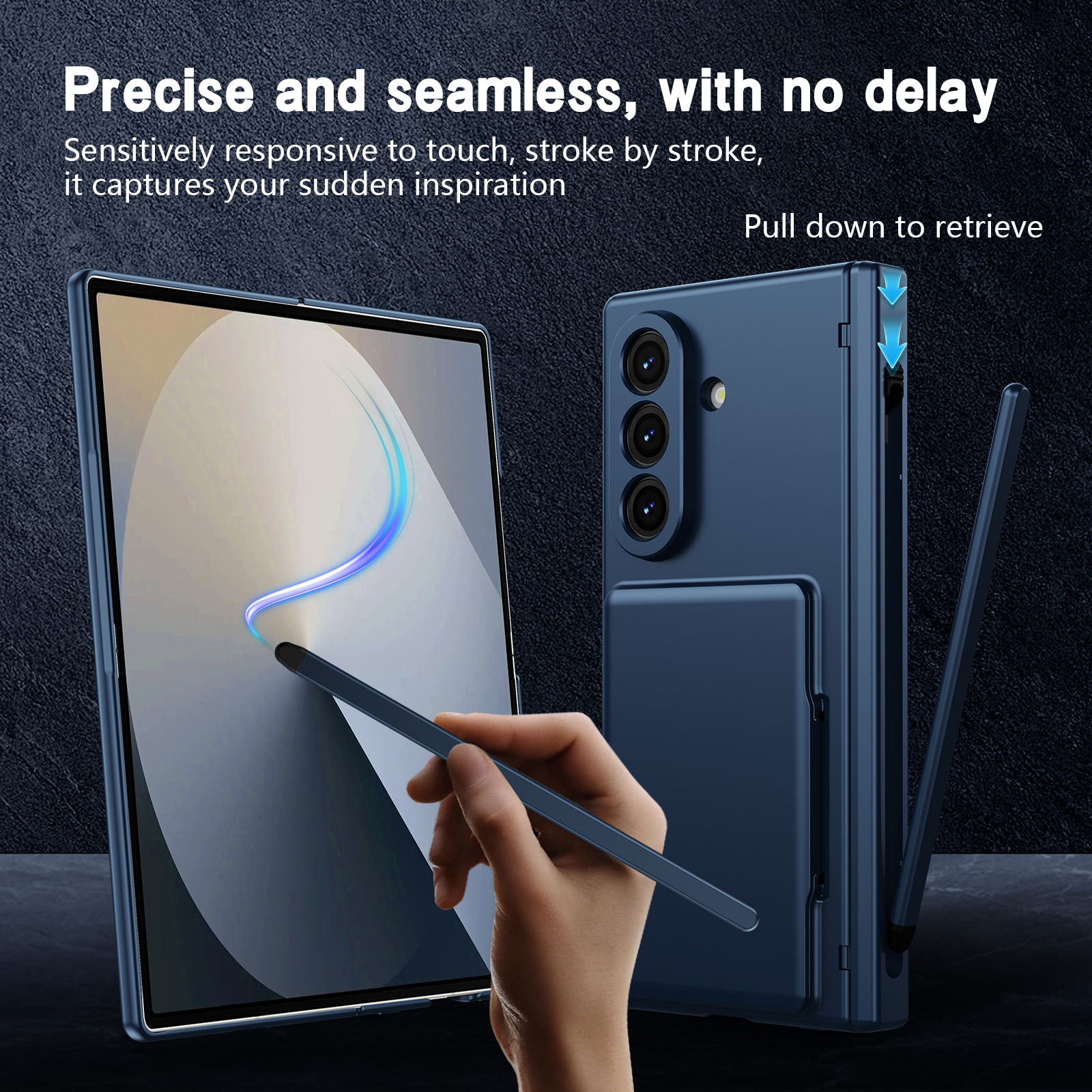 Compatible with Samsung Z Fold8U phone case 7/6/5 card holder stand pen slot hinge 4/3 case film full coverage protective case
