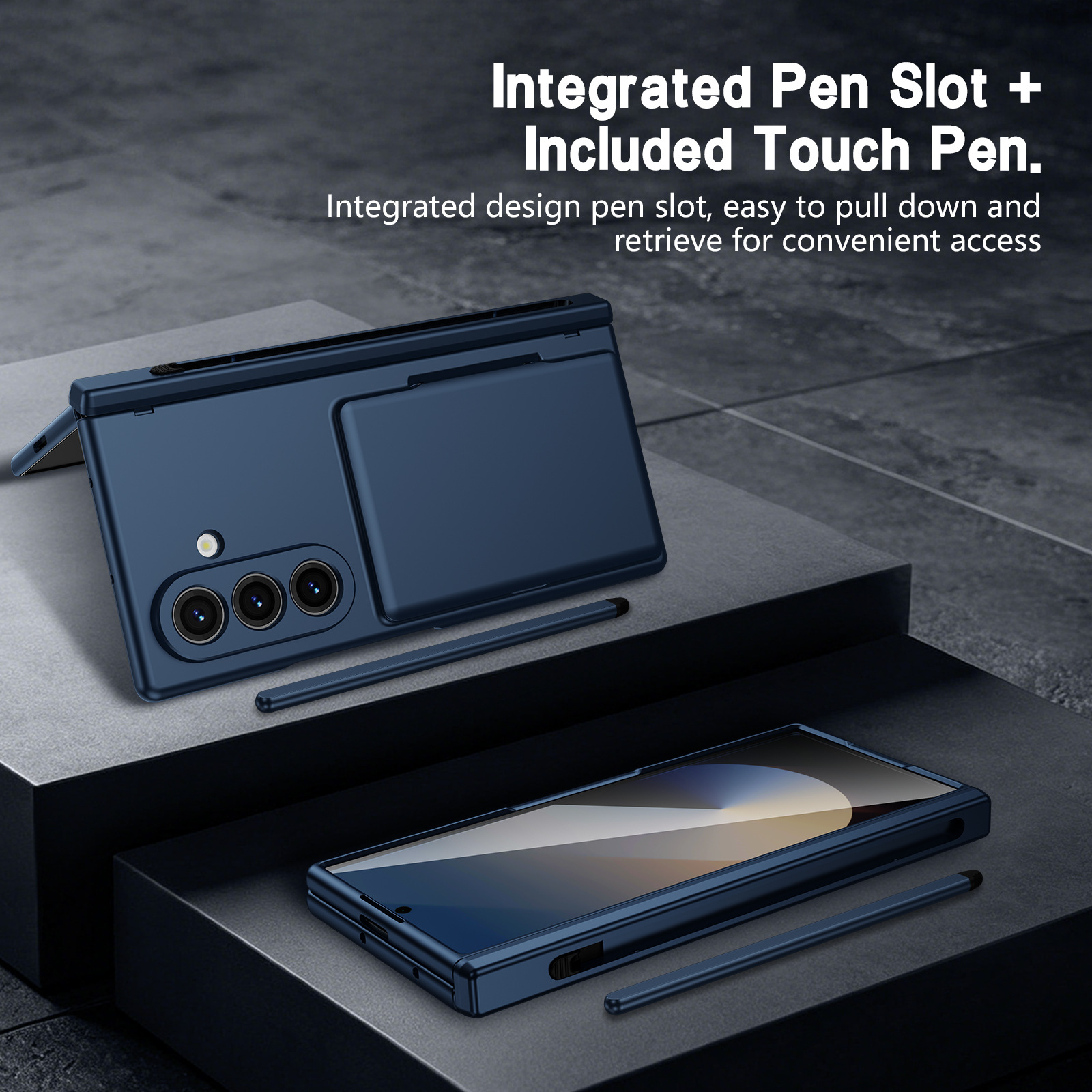 Compatible with Samsung Z Fold8U phone case 7/6/5 card holder stand pen slot hinge 4/3 case film full coverage protective case