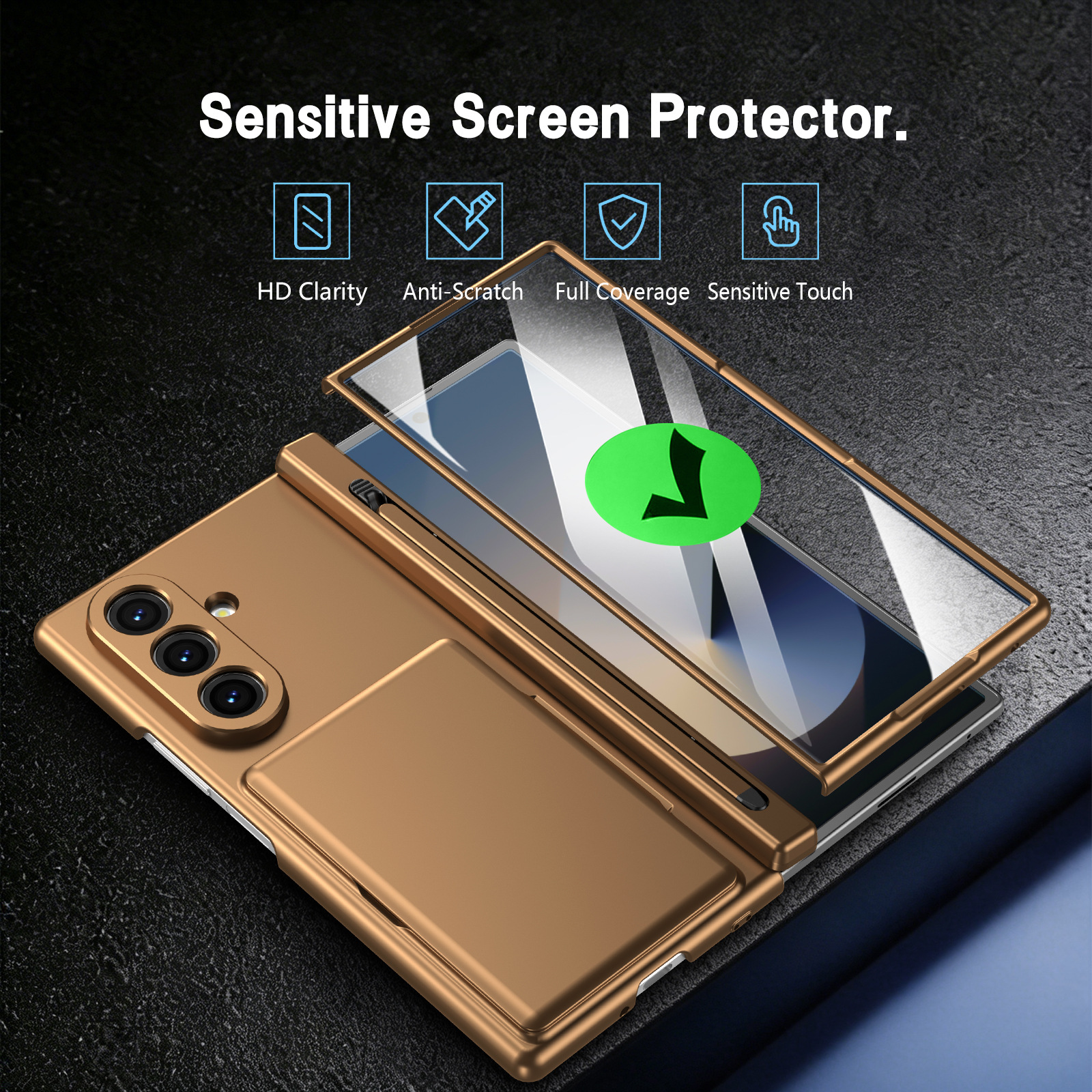 Compatible with Samsung Z Fold8U phone case 7/6/5 card holder stand pen slot hinge 4/3 case film full coverage protective case
