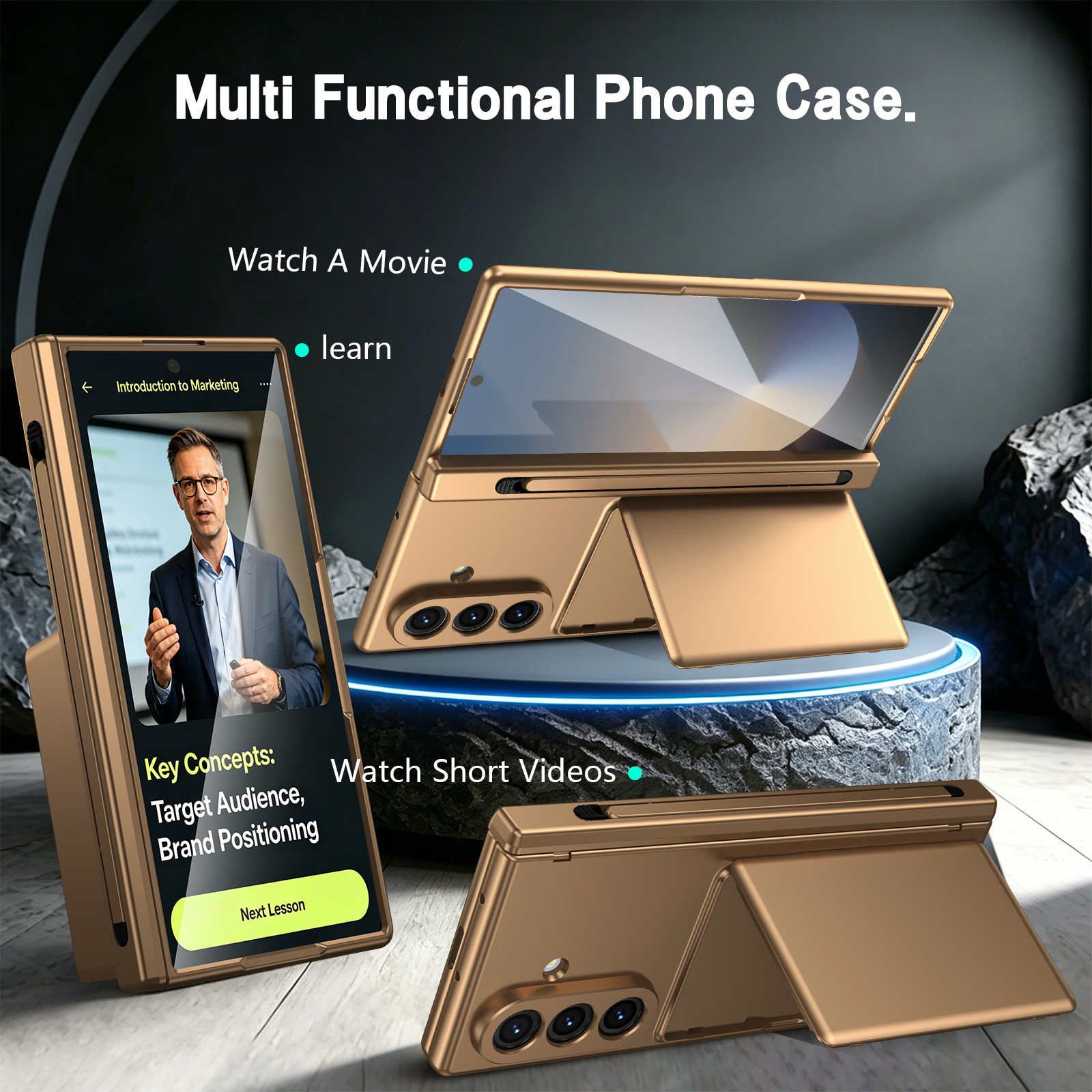 Compatible with Samsung Z Fold8U phone case 7/6/5 card holder stand pen slot hinge 4/3 case film full coverage protective case