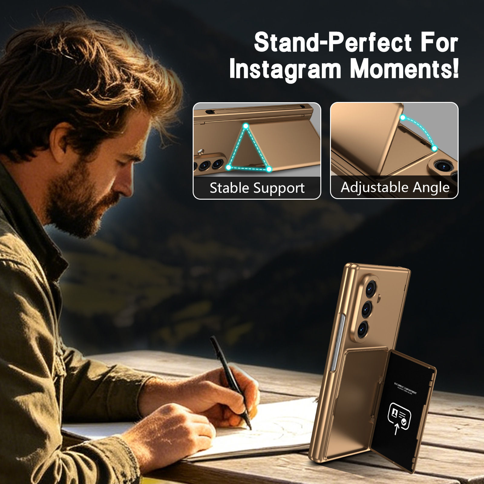 Compatible with Samsung Z Fold8U phone case 7/6/5 card holder stand pen slot hinge 4/3 case film full coverage protective case
