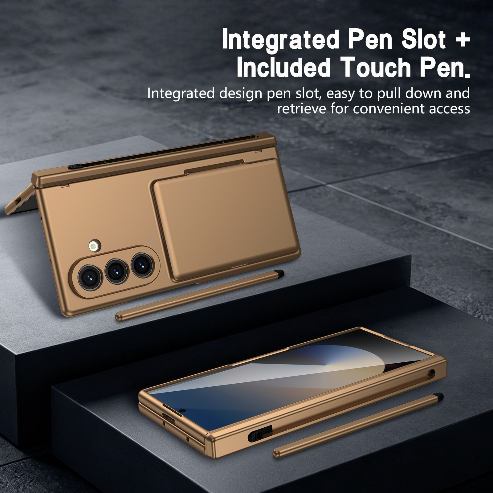 Compatible with Samsung Z Fold8U phone case 7/6/5 card holder stand pen slot hinge 4/3 case film full coverage protective case