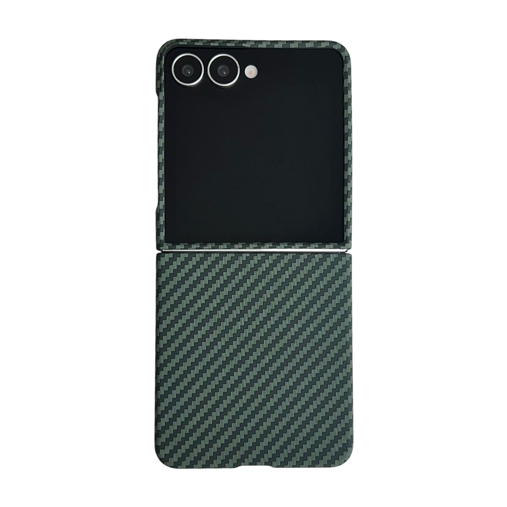 Compatible with Samsung ZFlip 8/7 phone case, built-in wireless charging, magnetic closure, 6/5 carbon fiber texture, 4/3 ultra-thin protective case