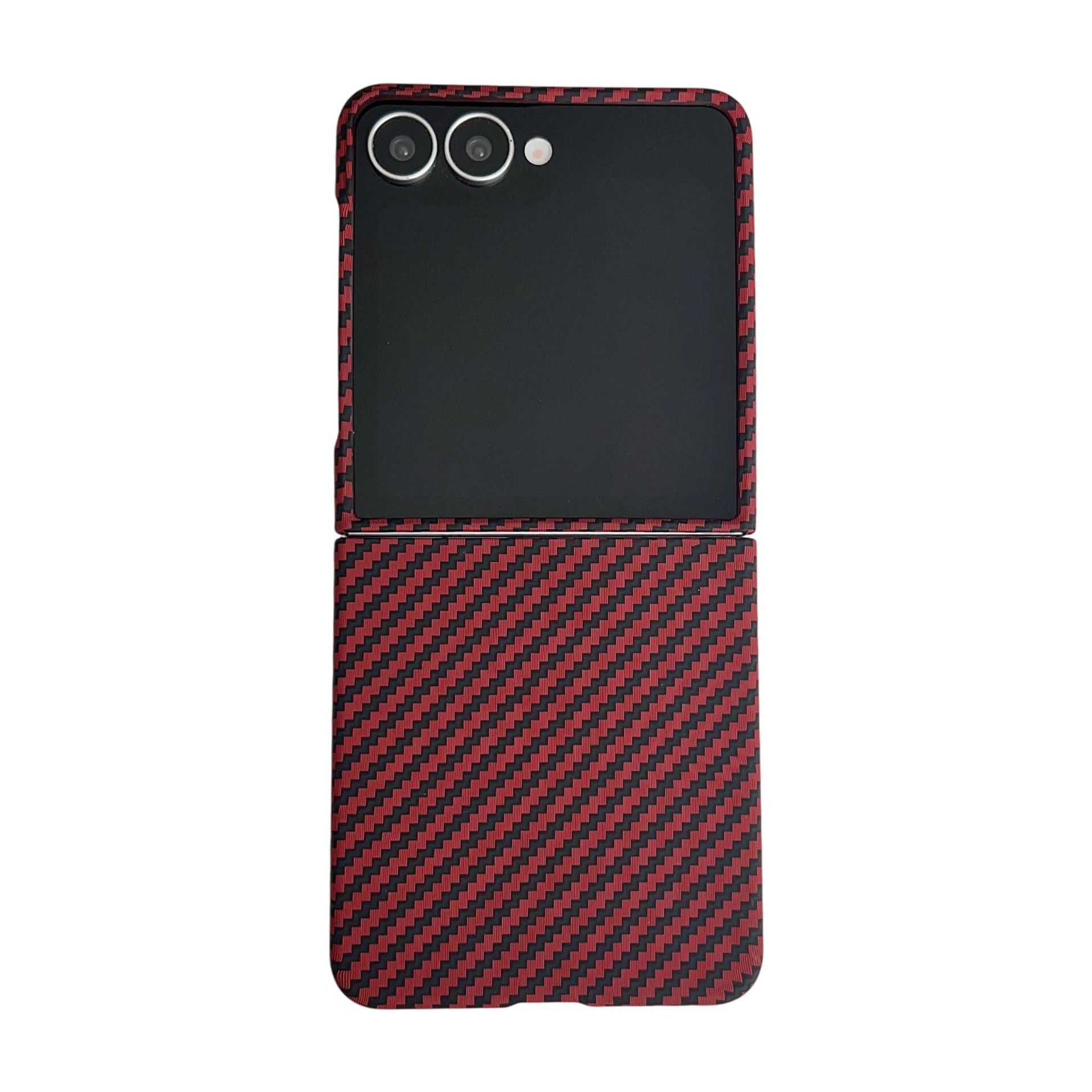 Compatible with Samsung ZFlip 8/7 phone case, built-in wireless charging, magnetic closure, 6/5 carbon fiber texture, 4/3 ultra-thin protective case