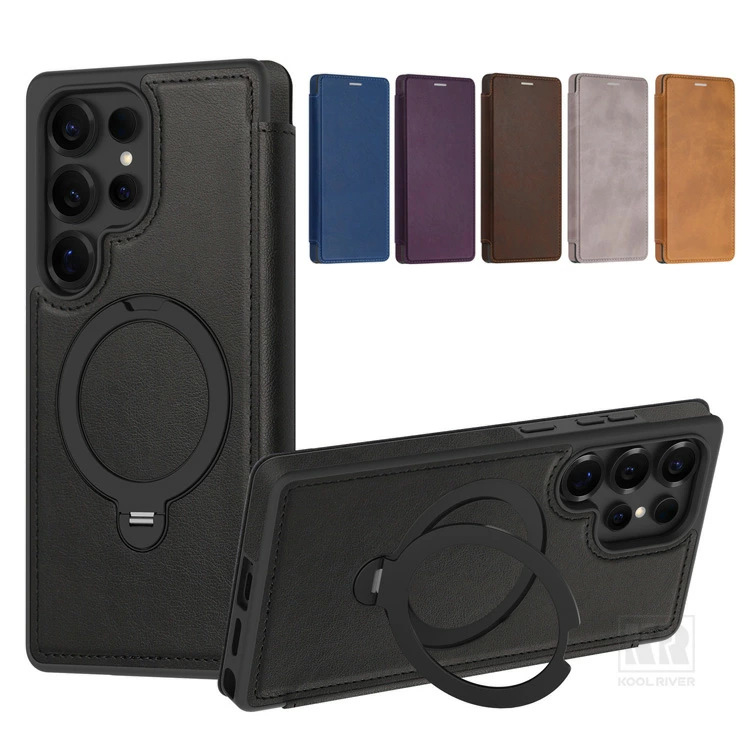 Compatible with Samsung S26 Ultra phone case A57 flip phone with SIM card slot 25P rotating stand S24 business leather case A35