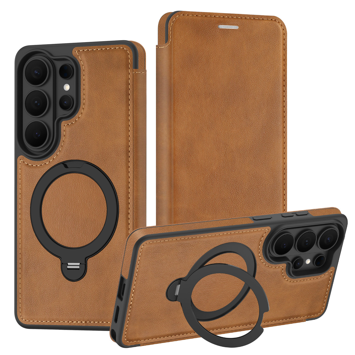 Compatible with Samsung S26 Ultra phone case A57 flip phone with SIM card slot 25P rotating stand S24 business leather case A35