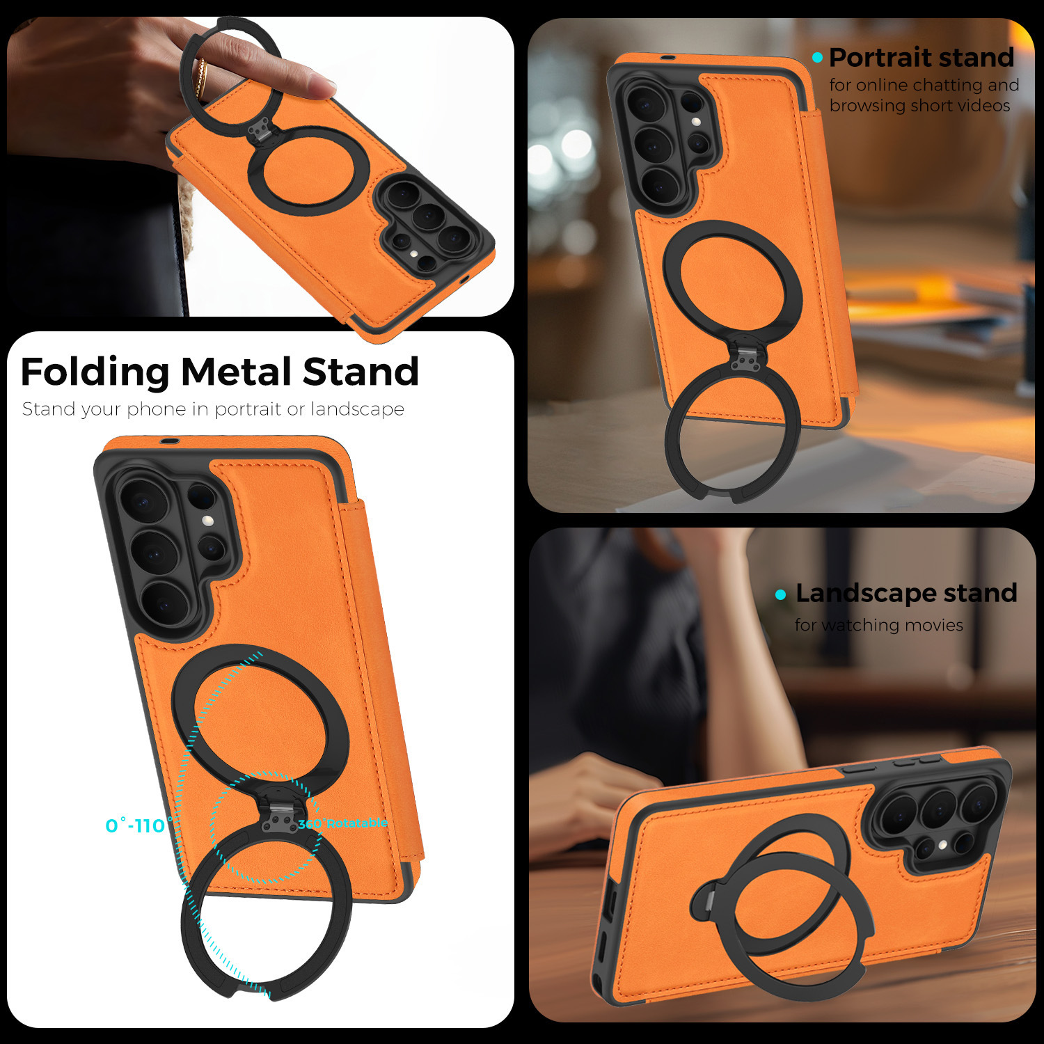 Compatible with Samsung S26 Ultra phone case A57 flip phone with SIM card slot 25P rotating stand S24 business leather case A35