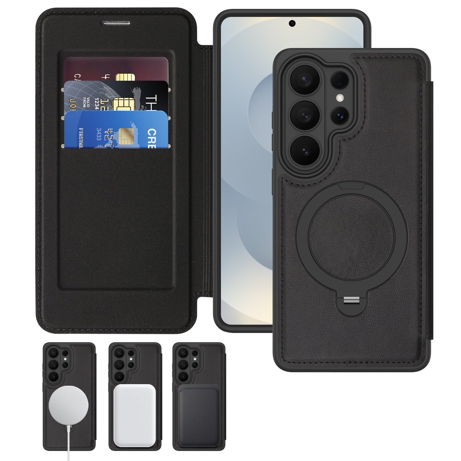 Compatible with Samsung S26 Ultra phone case A57 flip phone with SIM card slot 25P rotating stand S24 business leather case A35