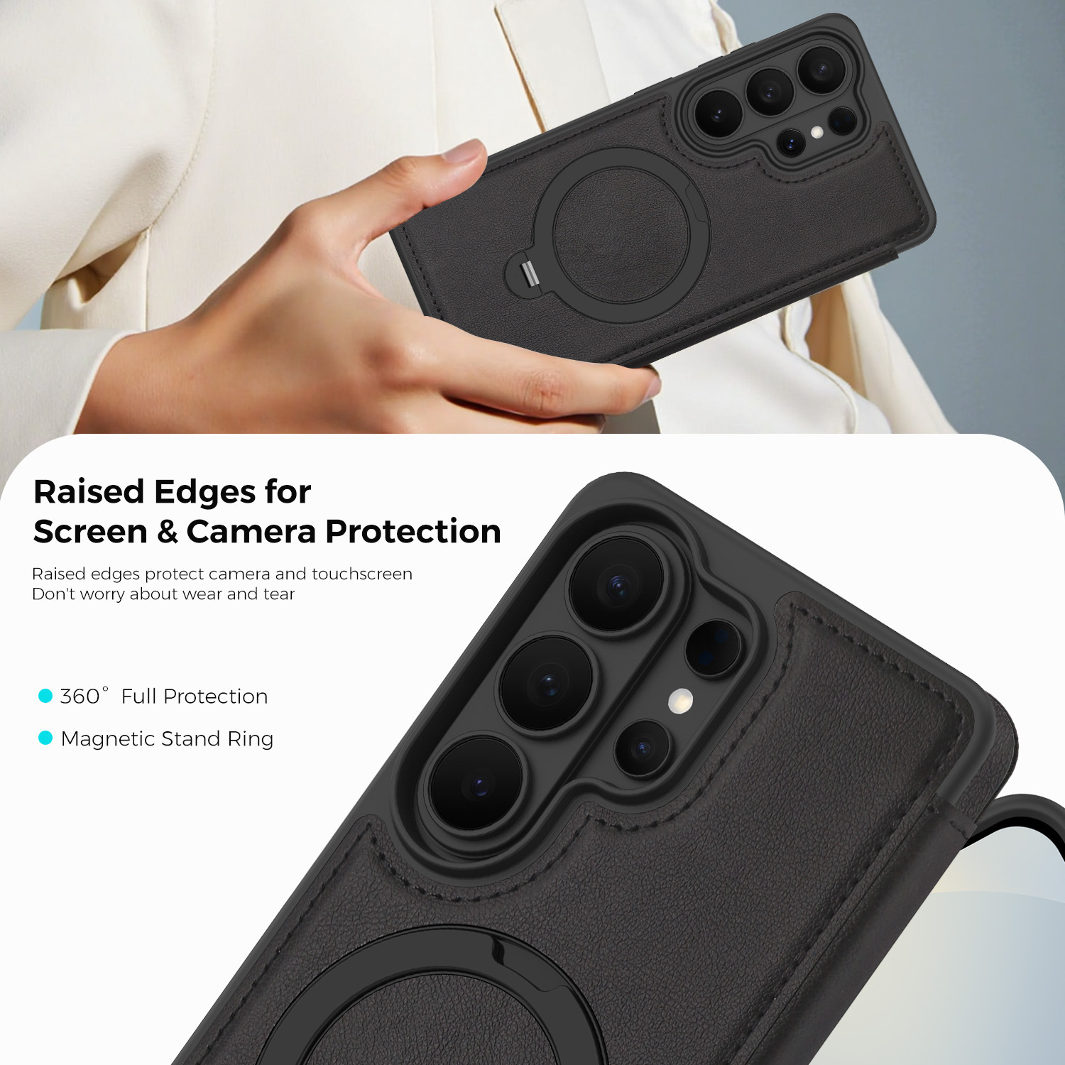 Compatible with Samsung S26 Ultra phone case A57 flip phone with SIM card slot 25P rotating stand S24 business leather case A35