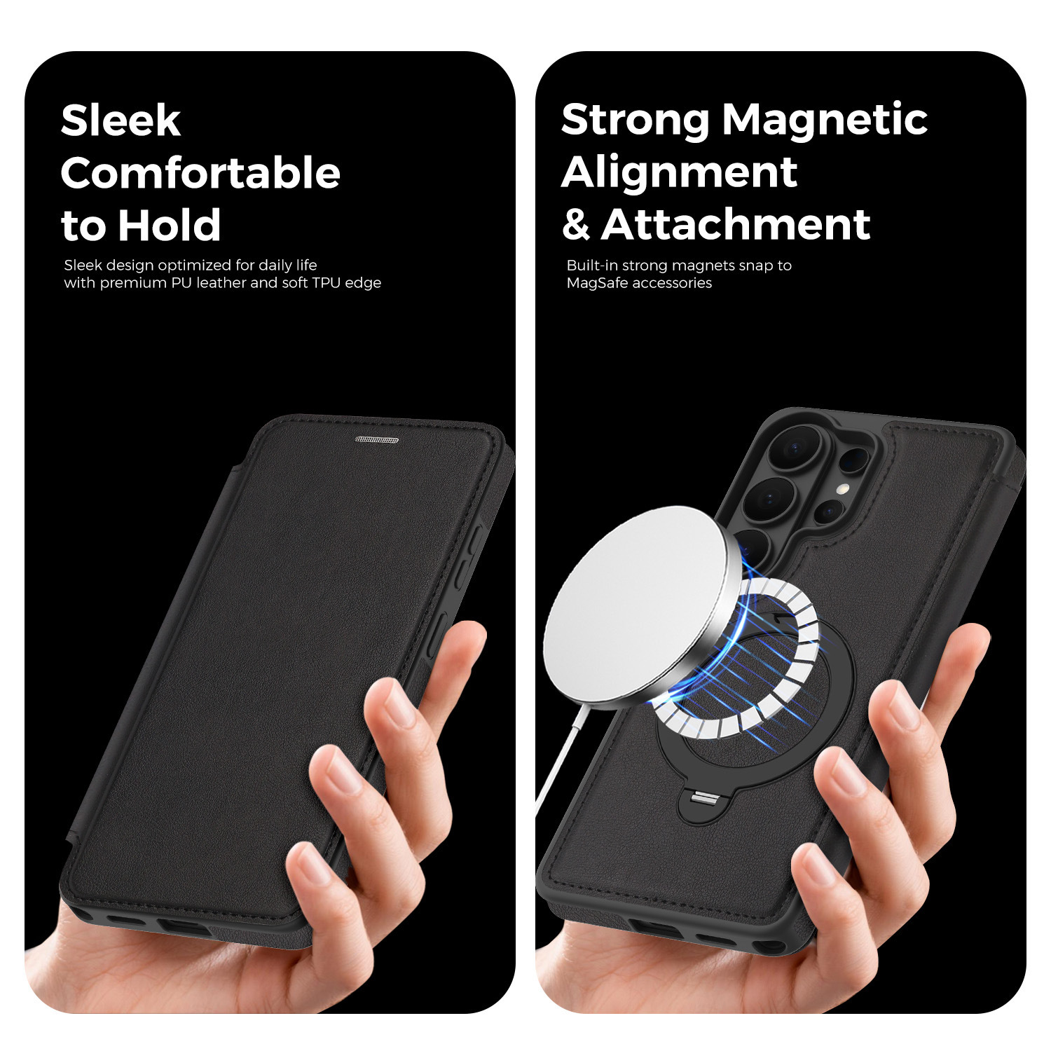 Compatible with Samsung S26 Ultra phone case A57 flip phone with SIM card slot 25P rotating stand S24 business leather case A35