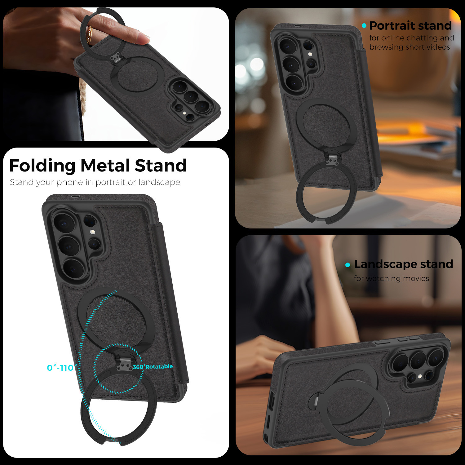Compatible with Samsung S26 Ultra phone case A57 flip phone with SIM card slot 25P rotating stand S24 business leather case A35