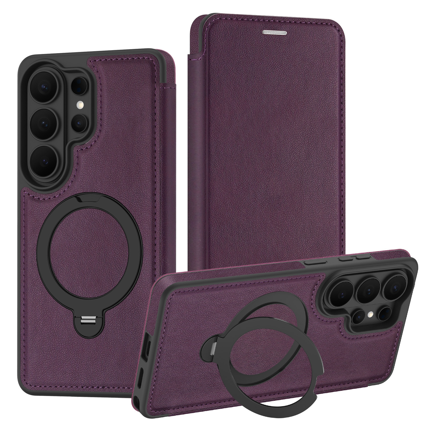 Compatible with Samsung S26 Ultra phone case A57 flip phone with SIM card slot 25P rotating stand S24 business leather case A35