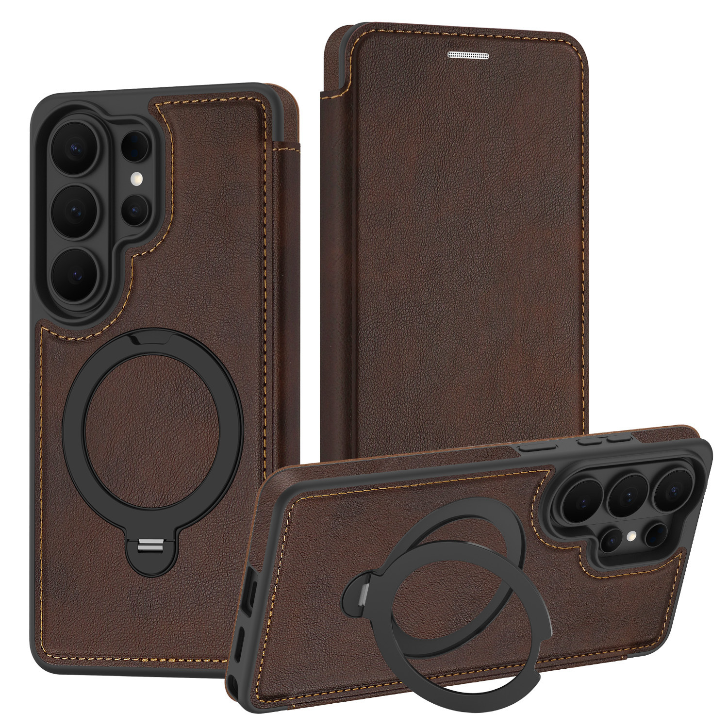 Compatible with Samsung S26 Ultra phone case A57 flip phone with SIM card slot 25P rotating stand S24 business leather case A35