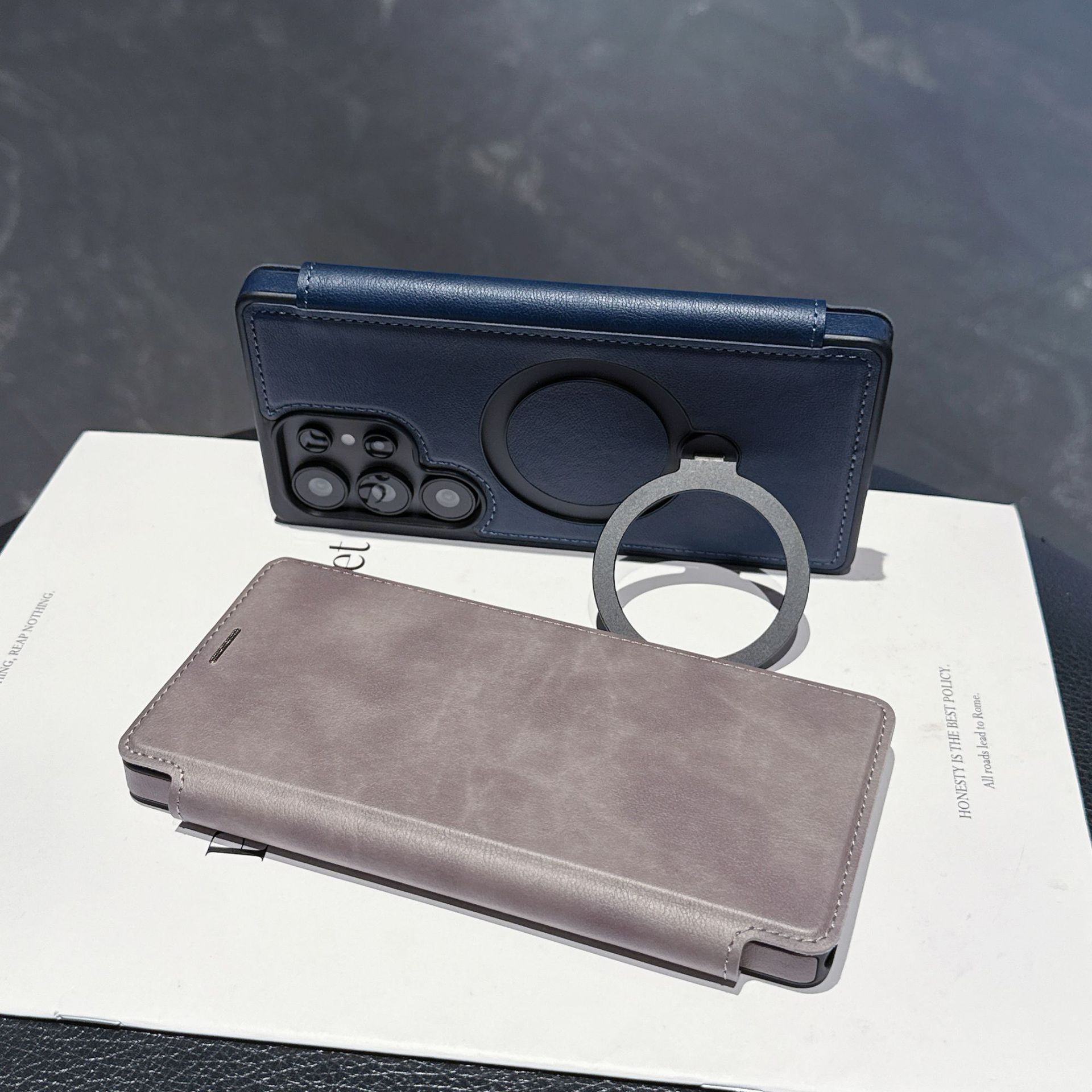 Compatible with Samsung S26 Ultra phone case A57 flip phone with SIM card slot 25P rotating stand S24 business leather case A35
