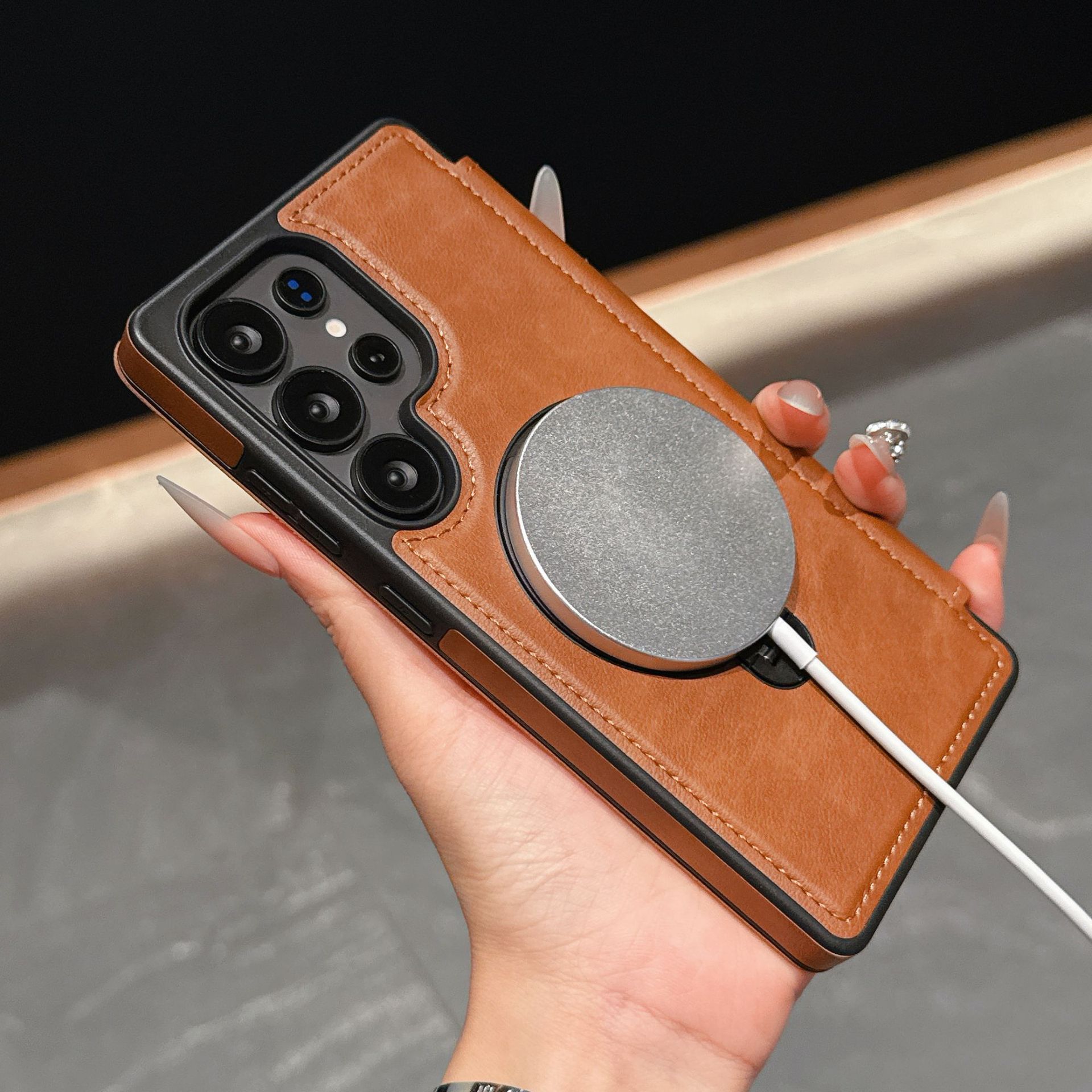 Compatible with Samsung S26 Ultra phone case A57 flip phone with SIM card slot 25P rotating stand S24 business leather case A35