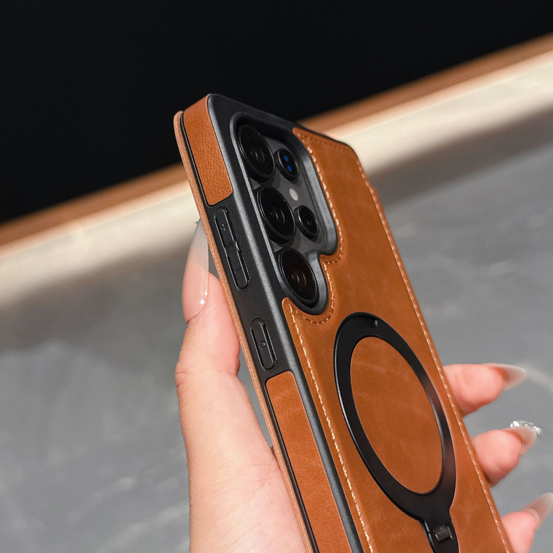 Compatible with Samsung S26 Ultra phone case A57 flip phone with SIM card slot 25P rotating stand S24 business leather case A35