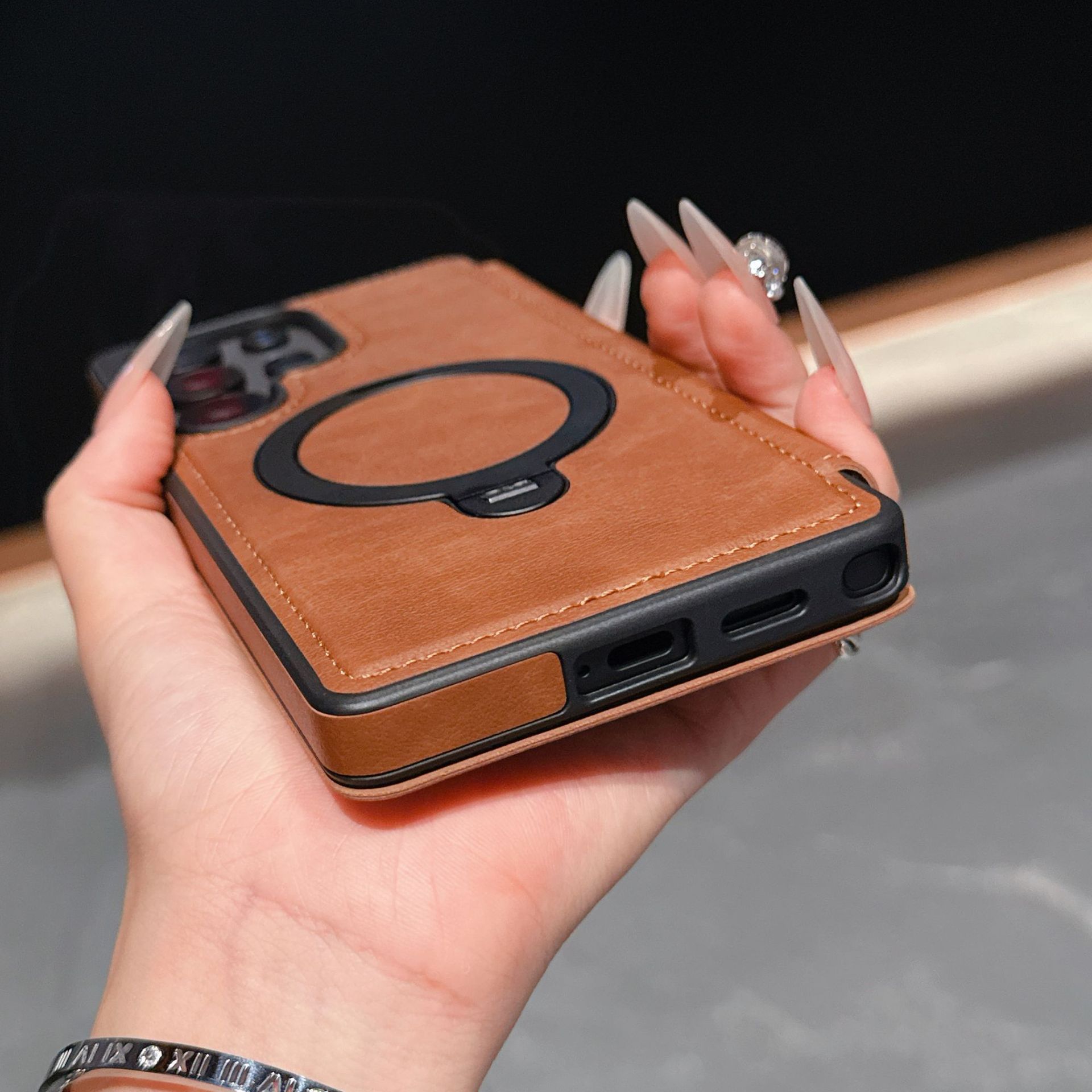 Compatible with Samsung S26 Ultra phone case A57 flip phone with SIM card slot 25P rotating stand S24 business leather case A35