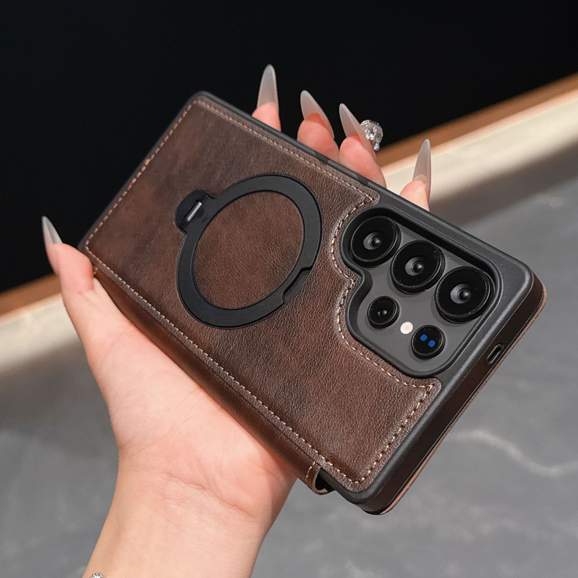 Compatible with Samsung S26 Ultra phone case A57 flip phone with SIM card slot 25P rotating stand S24 business leather case A35